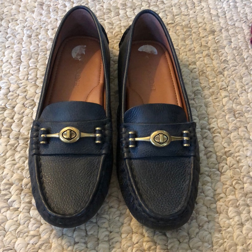 Coach black leather loafer